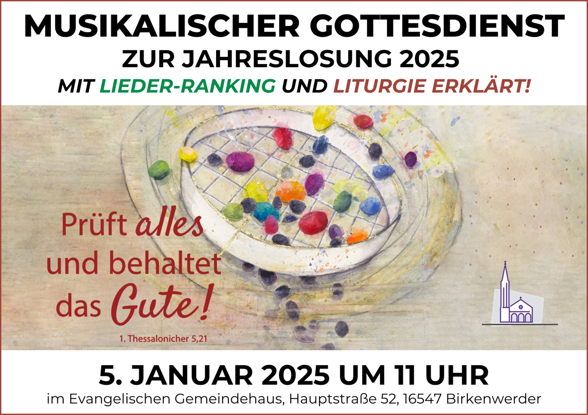 Musikalischer Gottesdienst zur Jahreslosung 2025 mit Lieder-Ranking und Liturgie erklärt!